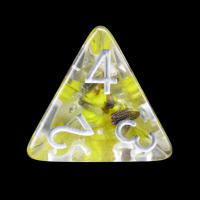 TDSO Encapsulated Flower Lavender & Yellow D4 Dice
