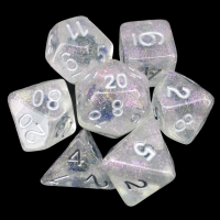 TDSO Encapsulated Glitter Flower Blue 7 Dice Polyset