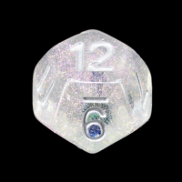 TDSO Encapsulated Glitter Flower Blue D12 Dice
