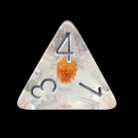 TDSO Encapsulated Glitter Flower Orange D4 Dice