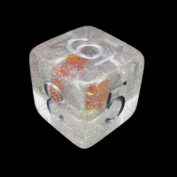TDSO Encapsulated Glitter Flower Orange D6 Dice