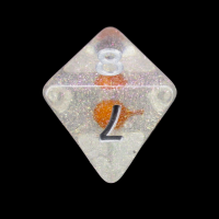 TDSO Encapsulated Glitter Flower Orange D8 Dice