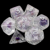 TDSO Encapsulated Glitter Flower Purple 7 Dice Polyset