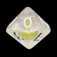 TDSO Encapsulated Glitter Flower Yellow D10 Dice
