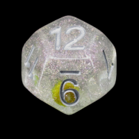 TDSO Encapsulated Glitter Flower Yellow D12 Dice