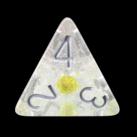 TDSO Encapsulated Glitter Flower Yellow D4 Dice