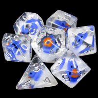 TDSO Encased Duck - Blue - Clear & White 7 Dice Polyset LTD EDITION