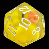 TDSO Encased Duck Yellow Clear & White D20 Dice