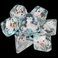 TDSO Encased Duck - White - Clear & Blue 7 Dice Polyset LTD EDITION