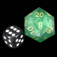 TDSO Gemstone Fluorite Green & Gold JUMBO 30mm D20 Dice