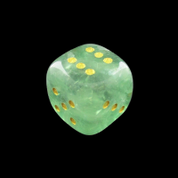 TDSO Gemstone Fluorite Green & Gold 15mm Rounded D6 Spot Dice