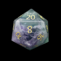 TDSO Gemstone Fluorite Purple & Gold D20 Dice