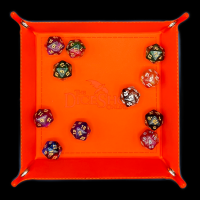 HALF PRICE TDSO Folding Orange Square Faux Leather Dice Tray