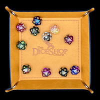 HALF PRICE TDSO Folding Tan Brown Square Faux Leather Dice Tray