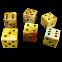 TDSO Fossilised Coral with Engraved Spots 16mm Precious Gem 6 x D6 Dice Set