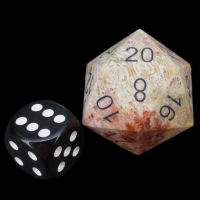 TDSO Gemstone Fossilised Coral & Black JUMBO 30mm D20 Dice