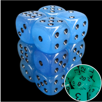 TDSO Frost Blue Glow in the Dark 12 x D6 Dice Set