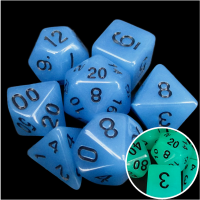 TDSO Frost Blue Glow in the Dark 7 Dice Polyset