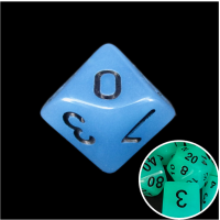 TDSO Frost Blue Glow in the Dark D10 Dice