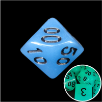 TDSO Frost Blue Glow in the Dark Blue Percentile Dice