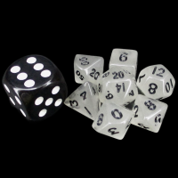 TDSO Opal White & Black MINI 10mm 7 Dice Polyset