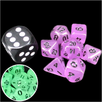 TDSO Frost Purple & Black Glow in Dark MINI 10mm 7 Dice Polyset