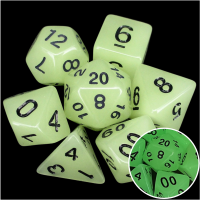 TDSO Frost White Glow in the Dark 7 Dice Polyset