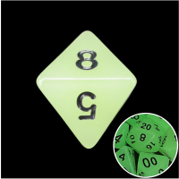 TDSO Frost White Glow in the Dark D8 Dice