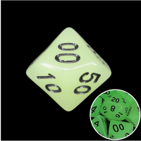 TDSO Frost White Glow in the Dark Percentile Dice