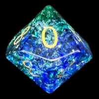 TDSO Fused Glass Water Blue & Green D10 Dice