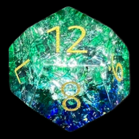 TDSO Fused Glass Water Blue & Green D12 Dice