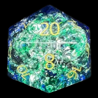 TDSO Fused Glass Water Blue & Green D20 Dice