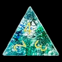 TDSO Fused Glass Water Blue & Green D4 Dice