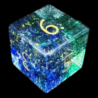 TDSO Fused Glass Water Blue & Green D6 Dice