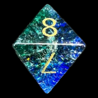 TDSO Fused Glass Water Blue & Green D8 Dice
