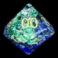 TDSO Fused Glass Water Blue & Green Percentile Dice
