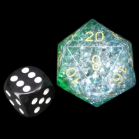 TDSO Fused Glass Water Blue & Green JUMBO 30mm D20 Dice