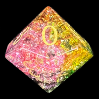 TDSO Fused Glass Jester Green Red & Yellow D10 Dice