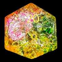 TDSO Fused Glass Jester Green Red & Yellow D20 Dice