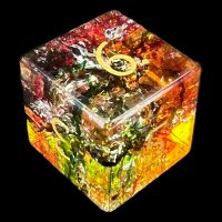 TDSO Fused Glass Jester Green Red & Yellow D6 Dice