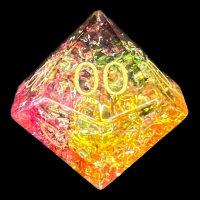 TDSO Fused Glass Jester Green Red & Yellow Percentile Dice