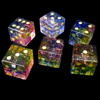 TDSO Fused Glass Fae Rainbow 6 x D6 Spot Dice Set