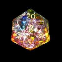 TDSO Fused Glass Fae Rainbow D20 Dice