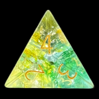 TDSO Fused Glass Earth Green & Yellow D4 Dice