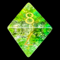 TDSO Fused Glass Earth Green & Yellow D8 Dice