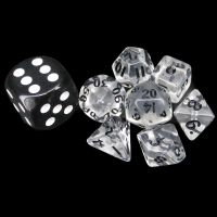 TDSO Gem Clear & Black MINI 10mm 7 Dice Polyset