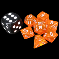 TDSO Gem Orange & Silver MINI 10mm 7 Dice Polyset