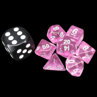 TDSO Gem Pink & Silver MINI 10mm 7 Dice Polyset