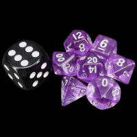 TDSO Gem Light Purple & Silver MINI 10mm 7 Dice Polyset