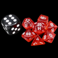 TDSO Gem Red & Silver MINI 10mm 7 Dice Polyset